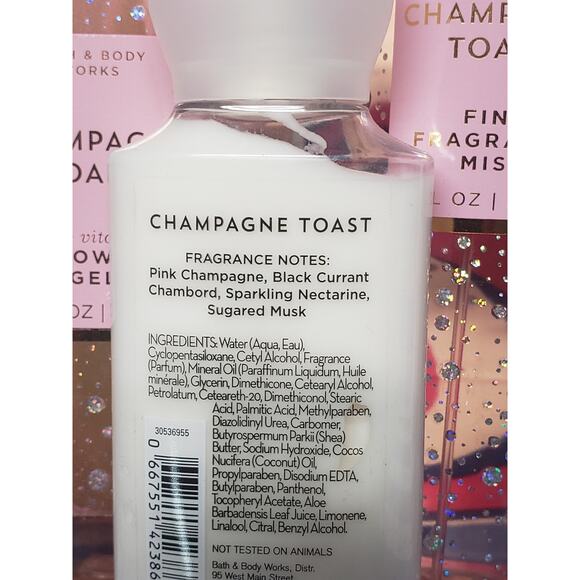 BBW Champagne Toast Body Wash Fragrance Mist Body & Hand Cream & Hand Wipe - Picture 2 of 2